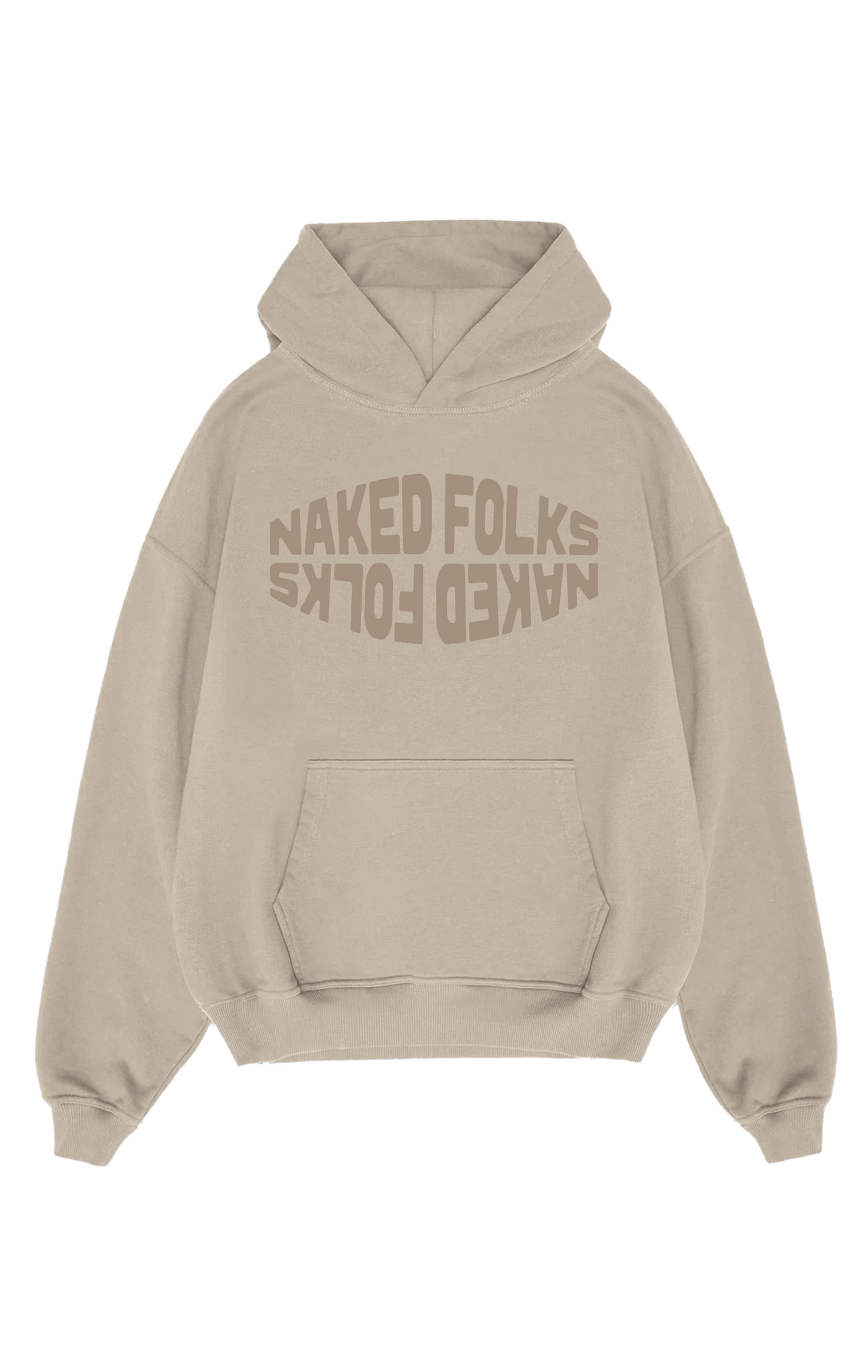 KISS BOX HOODIE WITH 3D PRINT- TAUPE